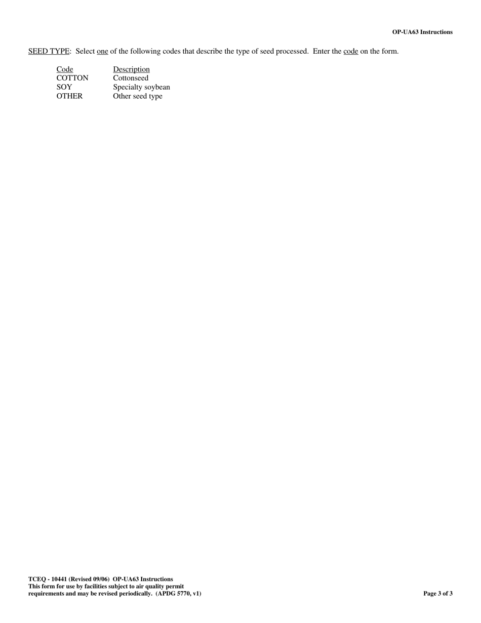 Form TCEQ-10441 (OP-UA63) Vegetable Oil Production Attributes - Texas, Page 3