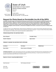Form DLD-150C Photo Request Form for Constables - Utah