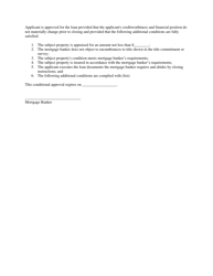 Form B Conditional Approval Letter - Texas, Page 2