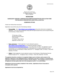 Form SS-4530 RCO Subsequent Workers&#039; Compensation Exemption Registration Application Form for Religious Conscientious Objection - Tennessee