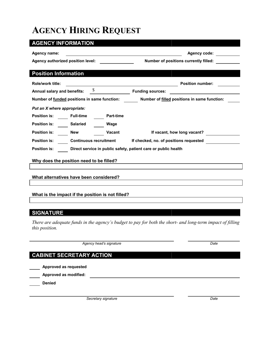 Agency Hiring Request - Virginia, Page 1