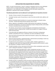 Form CORP-B02 Application for Acquisition of Control - Texas, Page 2