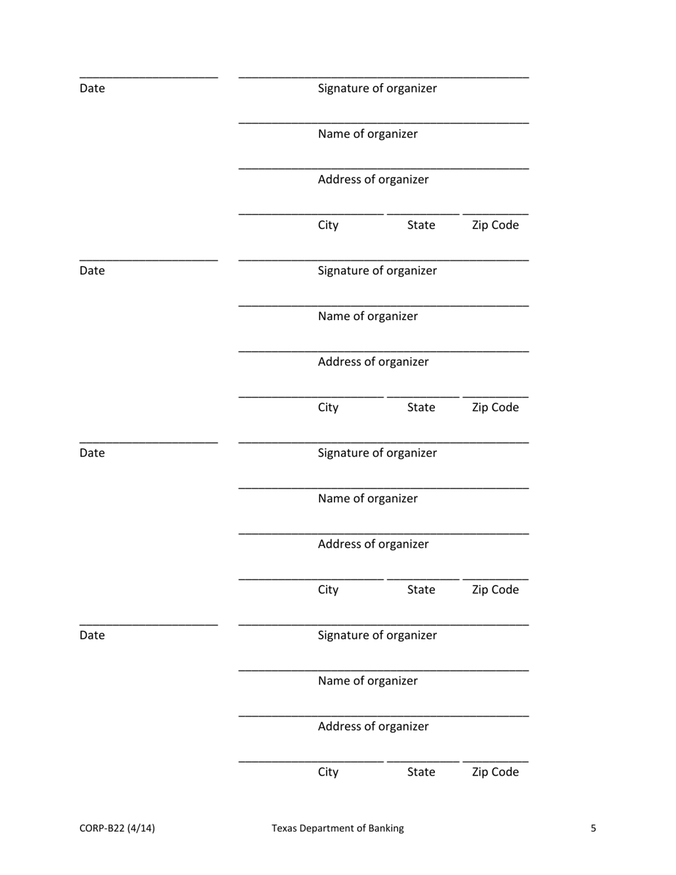 Form CORP-B22 Certificate of Formation - Texas, Page 5
