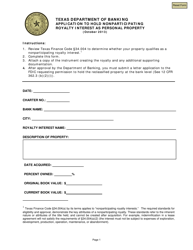 Application to Hold Nonparticipating Royalty Interest as Personal Property - Texas