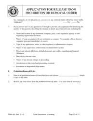 Form CORP-105 Application for Release From Prohibition or Removal Order - Texas, Page 12