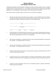 Form 451.699-2-01 Trust Company Conversion Application - Texas, Page 2