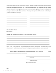 Form 451.699-2-01 Trust Company Conversion Application - Texas, Page 4