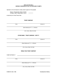 Form 451.699-5-01 Application to Merge, Reorganize, or Purchase Assets - Texas, Page 2