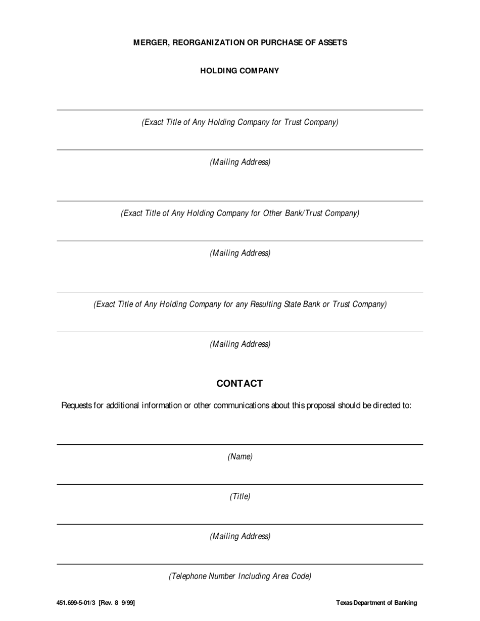 Form 451.699-5-01 Application to Merge, Reorganize, or Purchase Assets - Texas, Page 3