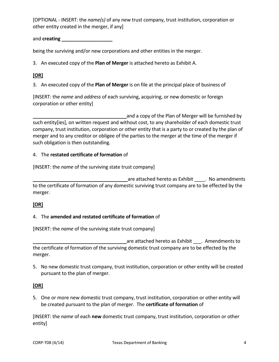 Form CORP-T08 Certificate of Merger - Texas, Page 4