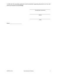Form CORP-B15 Application of a Foreign Bank Corporation for an Initial License to Establish an Agency of Branch in the State of Texas - Texas, Page 3