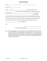 Form CORP-B18 Application of a Foreign Bank Corporation to Convert an Existing Office to a Higher Level Office in the State of Texas - Texas, Page 4