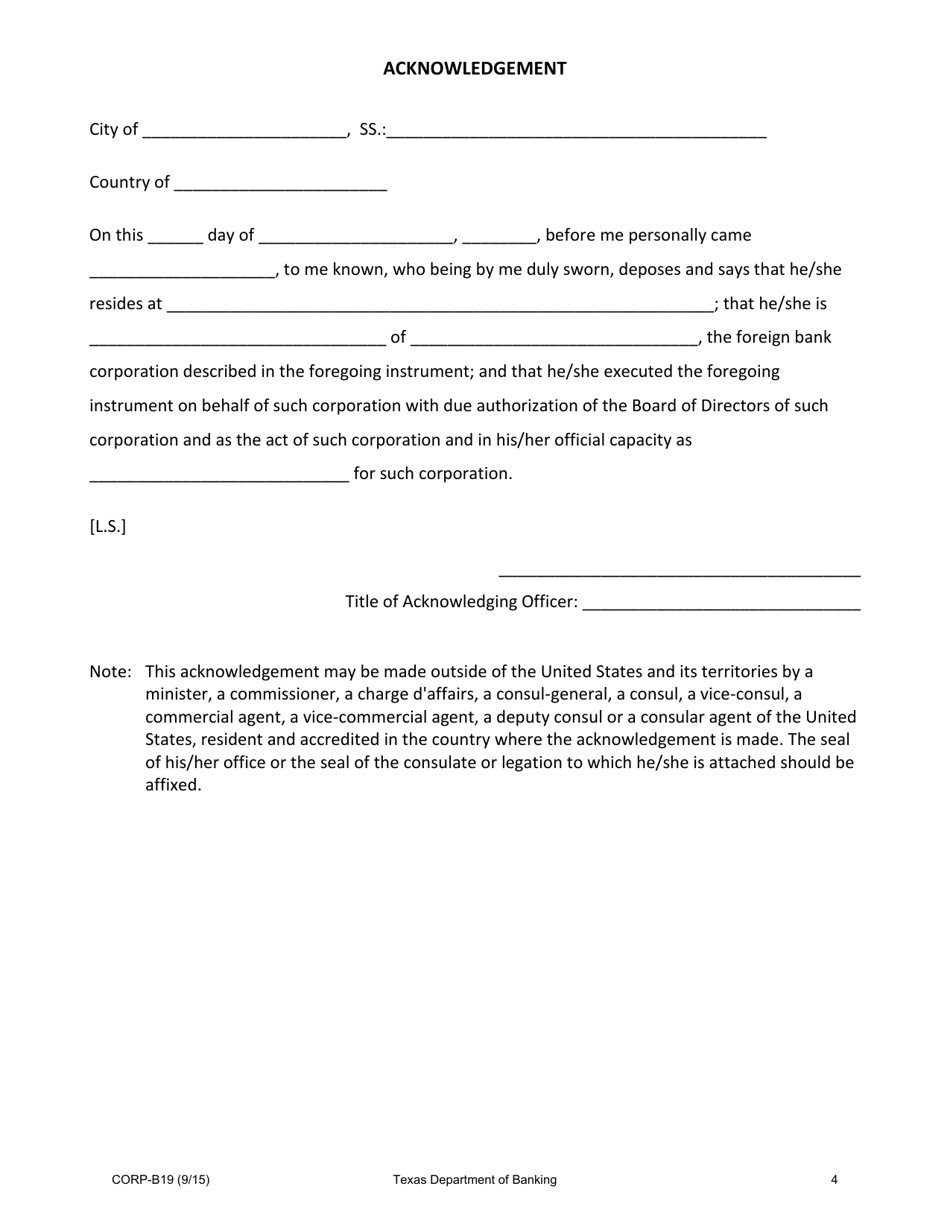 Form CORP-B19 - Fill Out, Sign Online and Download Fillable PDF, Texas ...