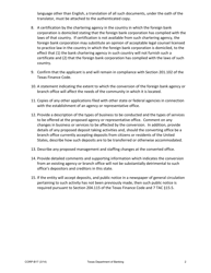Form CORP-B17 Application of Foreign Bank Corporation to Convert an Existing Office to a Lower Level Office in the State of Texas - Texas, Page 2