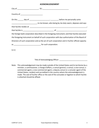 Form CORP-B17 Application of Foreign Bank Corporation to Convert an Existing Office to a Lower Level Office in the State of Texas - Texas, Page 4