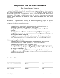 Form CORP-107 Background Check Self-certification Form for Money Services Business - Texas