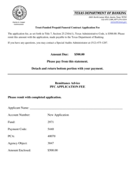 Document preview: Trust-Funded Prepaid Funeral Contract Application Fee - Texas