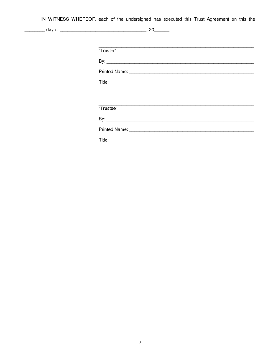 Prepaid Funeral Benefits Trust Agreement - Texas, Page 7