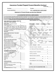 Document preview: Insurance Funded Prepaid Funeral Benefits Contract - Texas