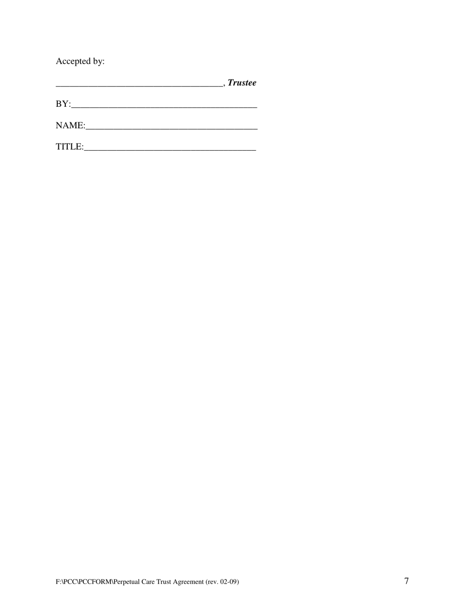 Perpetual Care Trust Fund Agreement - Texas, Page 7
