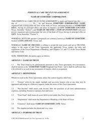 Document preview: Perpetual Care Trust Fund Agreement - Texas