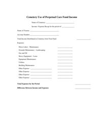 Document preview: Cemetery Use of Perpetual Care Fund Income - Texas