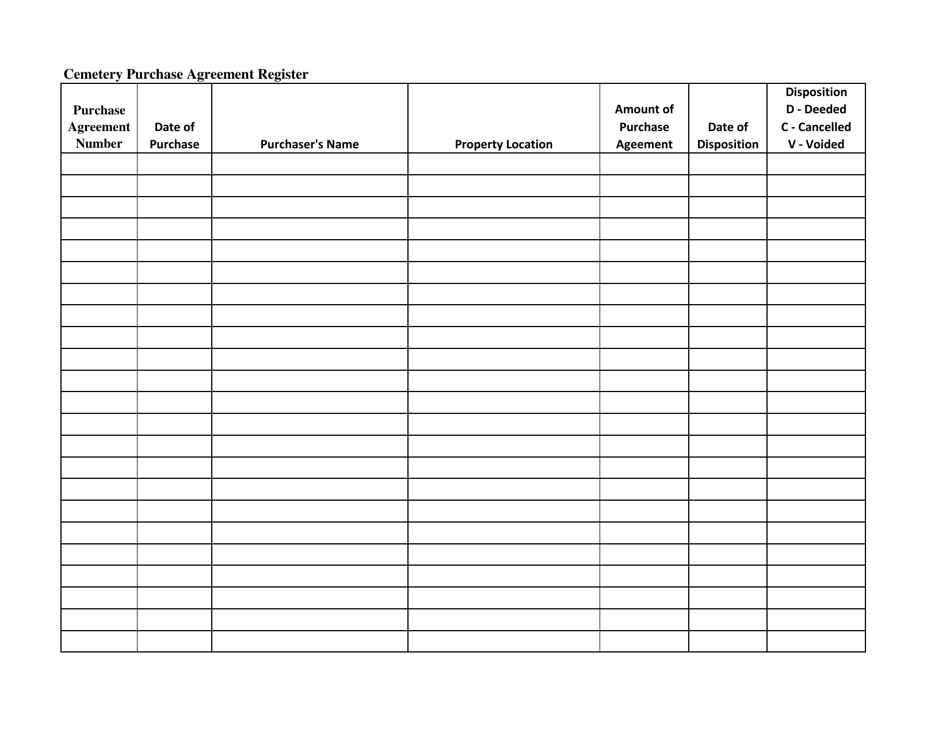 Texas Cemetery Purchase Agreement Register - Fill Out, Sign Online and ...