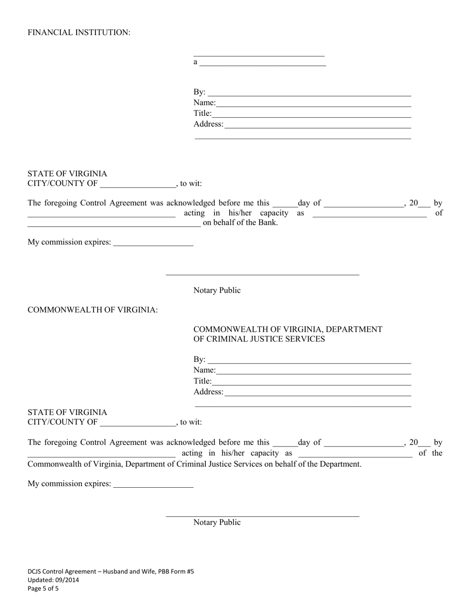 PBB Form 5 Control Agreement  Husband and Wife - Virginia, Page 5