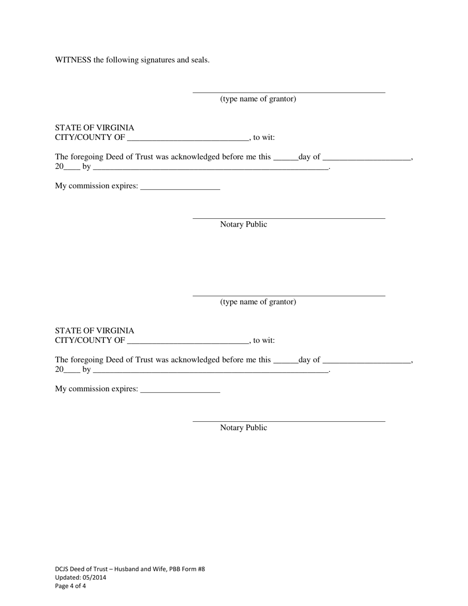 PBB Form 8 Deed of Trust  Husband and Wife - Virginia, Page 4