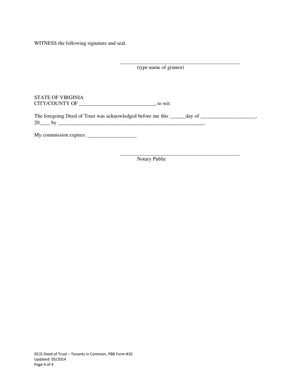 PBB Form 10 Deed of Trust  Tenants in Common - Virginia, Page 4