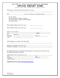 Document preview: Office Report Form - Utah