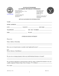 Form AB-0118 Retail Background Information - Tennessee