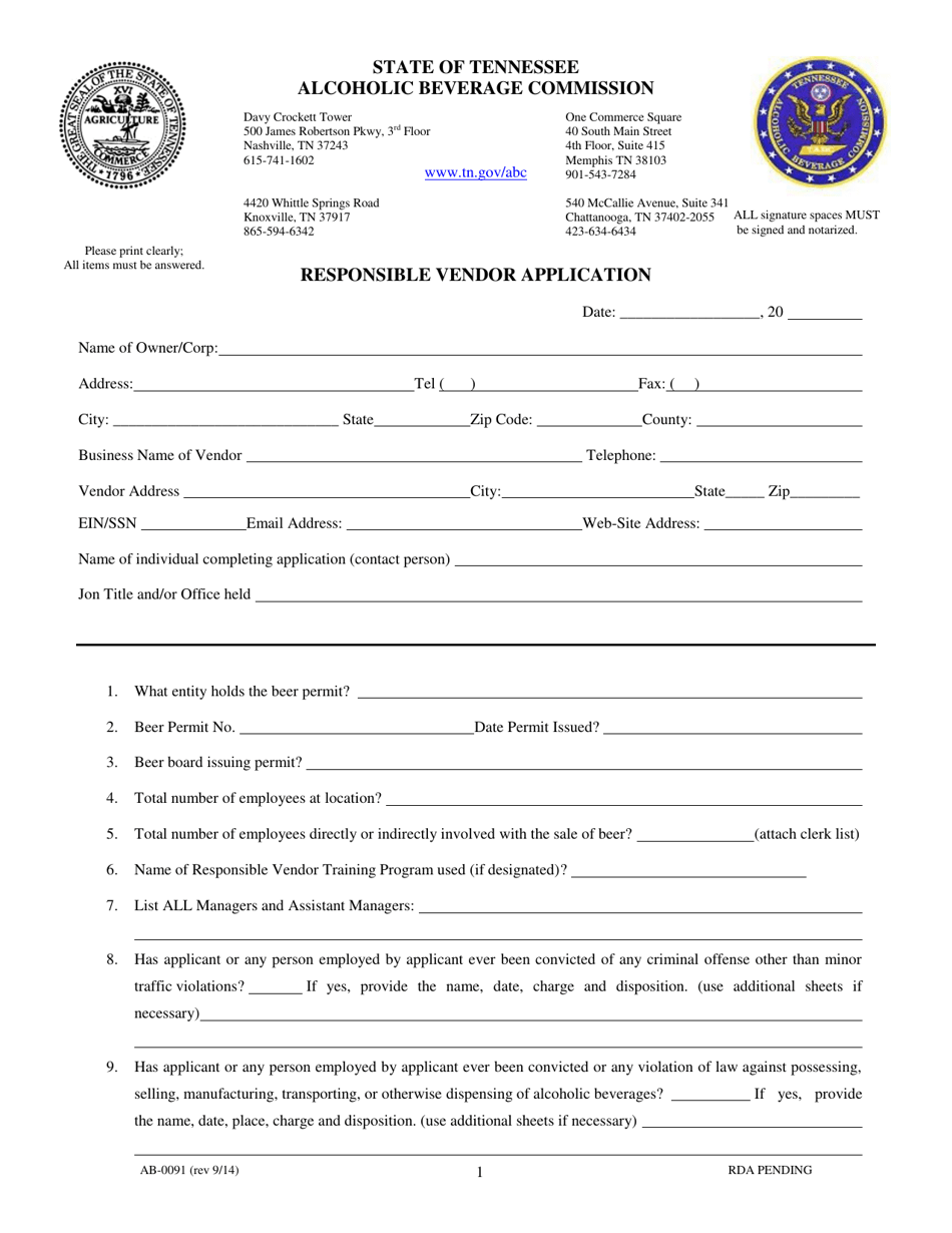 Form AB-0091 - Fill Out, Sign Online and Download Printable PDF ...