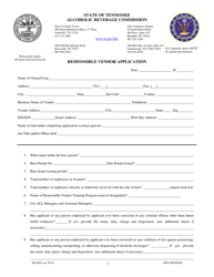 Form AB-0091 Responsible Vendor Application - Tennessee