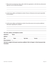 Form SS-6077 Charitable Solicitations Complaint Form - Tennessee, Page 2