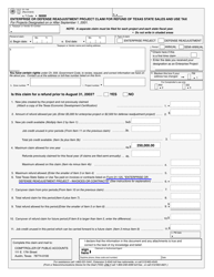 Form 01-144 Enterprise or Defense Readjustment Project Claim for Refund of Texas State Sales and Use Tax - Texas