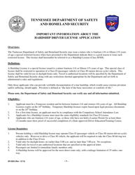 Form SF-0263 &quot;Application for Hardship/Temporary Hardship Driver License&quot; - Tennessee