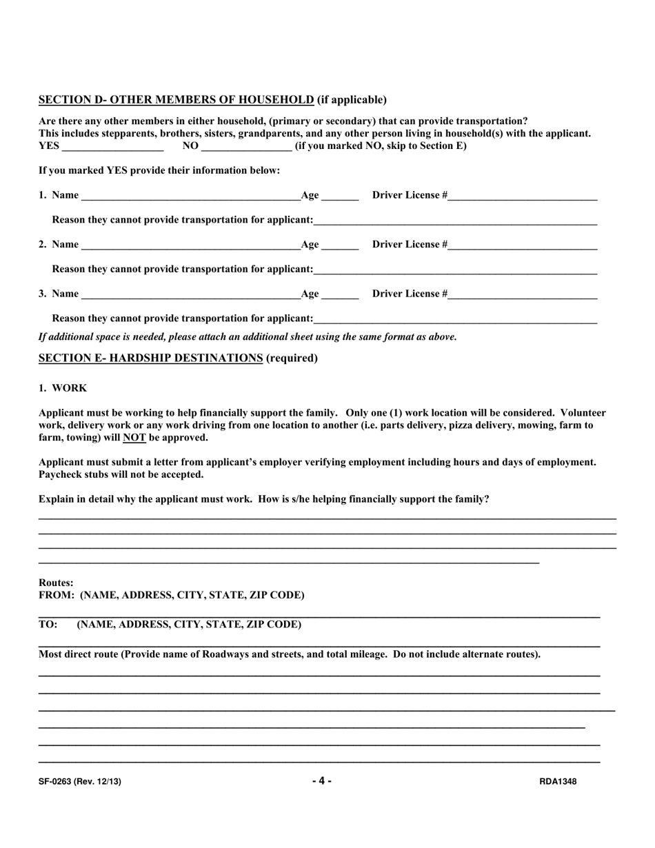 Form SF-0263 Application for Hardship / Temporary Hardship Driver License - Tennessee, Page 8