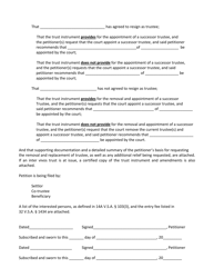 Form PC115 Petition to Remove and Replace Trustee - Vermont, Page 2