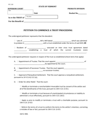 Form PC110 Petition to Commence a Trust Proceeding - Vermont