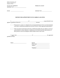Document preview: Form PC146 Motion for Appointment of Guardian Ad Litem - Vermont