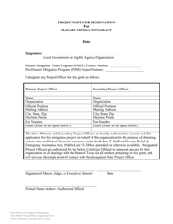 Document preview: Form TDEM-613 Project Officer Designation for Hazard Mitigation Grant - Texas