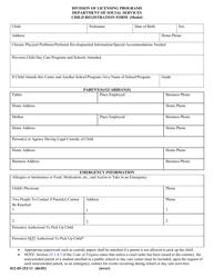 Document preview: Form 032-05-252/11 Child Registration Form - Virginia