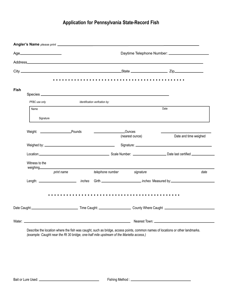 Application for Pennsylvania State-Record Fish - Pennsylvania, Page 3