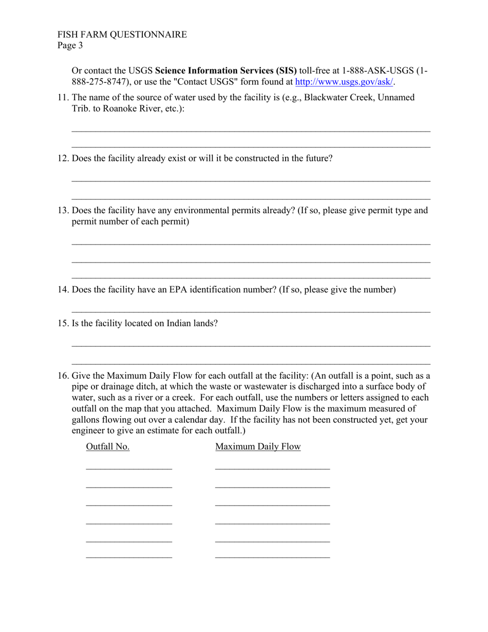 Fish Farm Questionnaire Form - Virginia, Page 3
