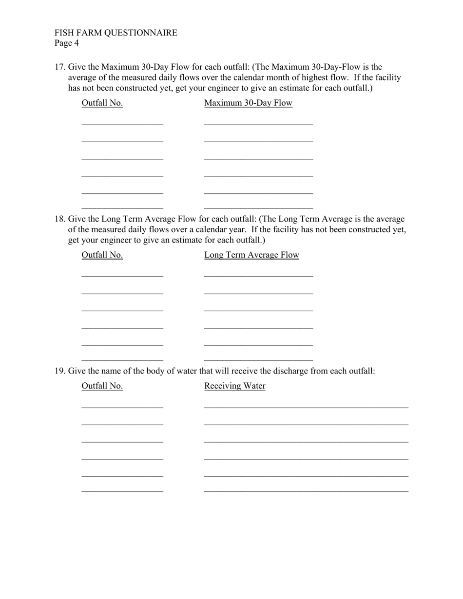 Fish Farm Questionnaire Form - Virginia, Page 4