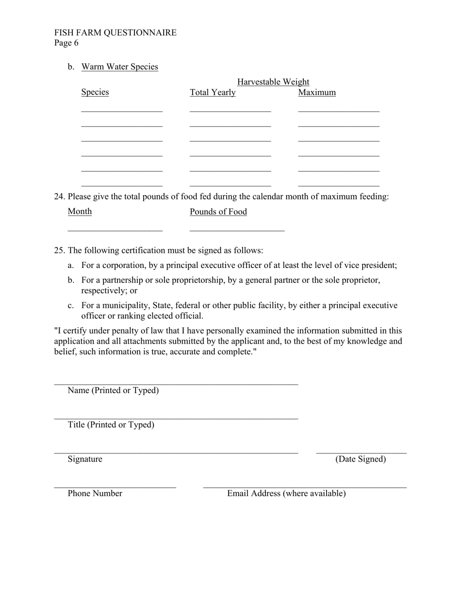 Fish Farm Questionnaire Form - Virginia, Page 6