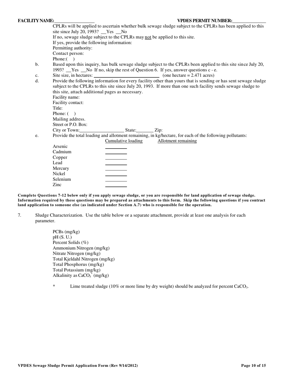 Virginia Vpdes Sewage Sludge Permit Application Form - Fill Out, Sign ...