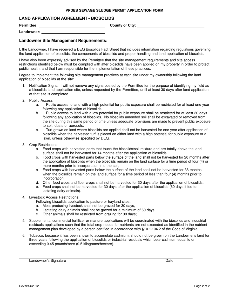 Vpdes Sewage Sludge Permit Application Form - Virginia, Page 17