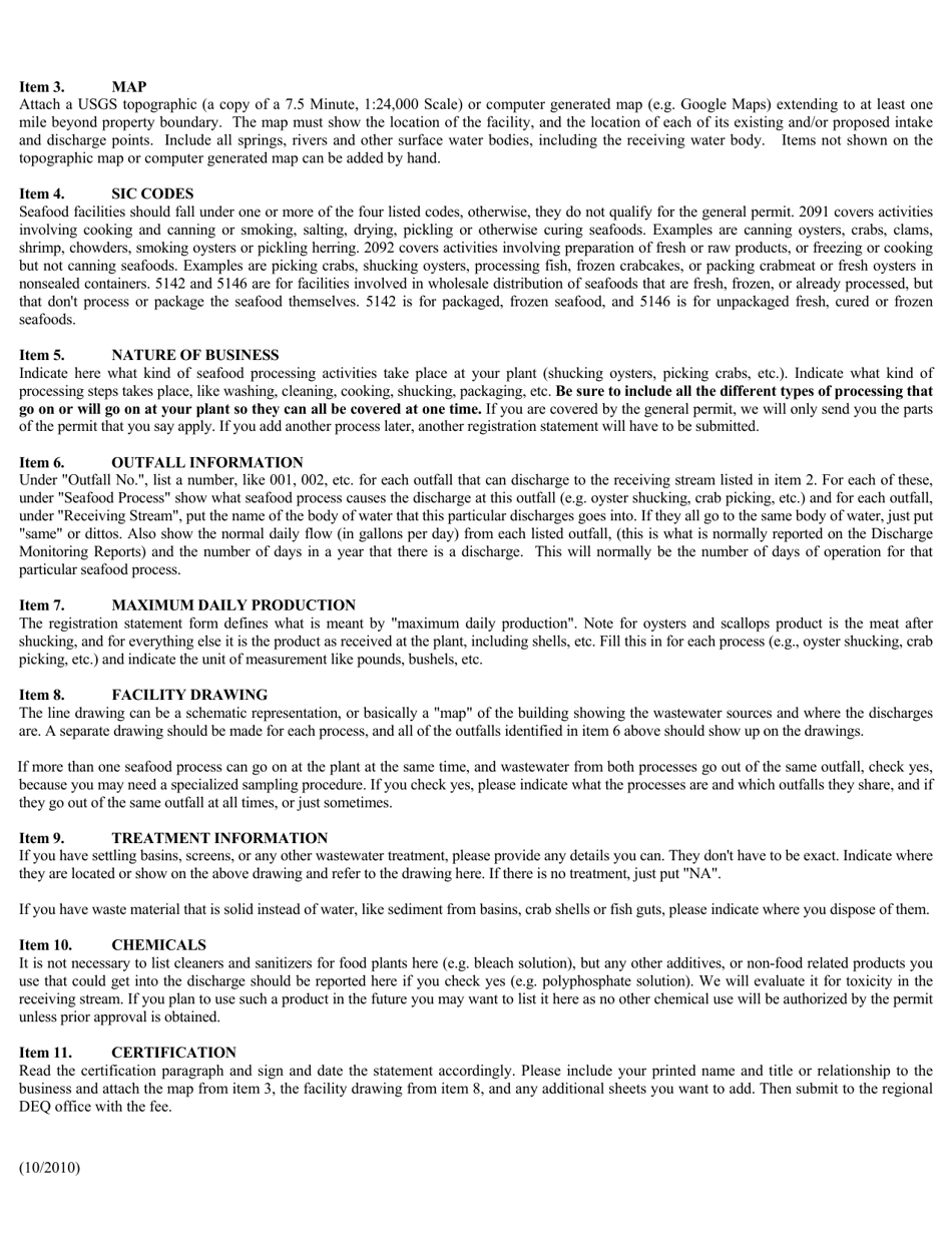 Registration Statement for the General Virginia Pollutant Discharge Elimination System (Vpdes) Permit for Seafood Processing Facilities - Virginia, Page 6